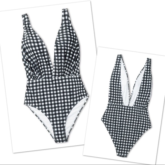 Cupshe Other - B&W Check Plunging One Piece Bathing Suit Size S